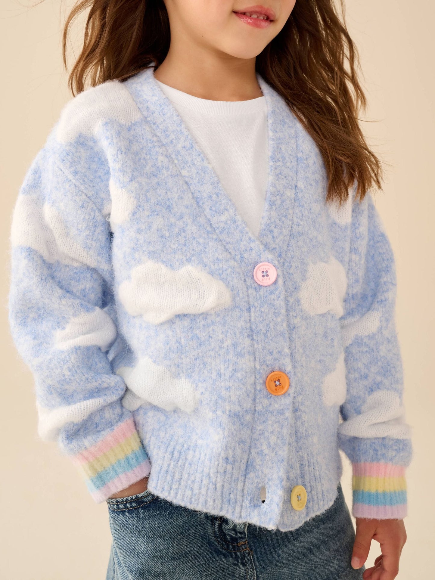 Dsiney Kidz - Little Bird by Jools Oliver Blue Bubble Cloud Button Through Knitted Cardigan image 3