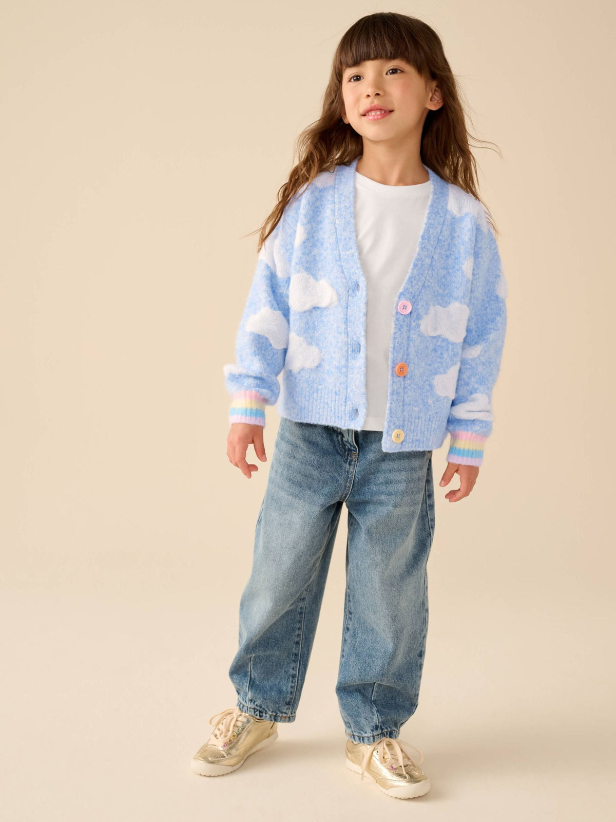 Dsiney Kidz - Little Bird by Jools Oliver Blue Bubble Cloud Button Through Knitted Cardigan image 3