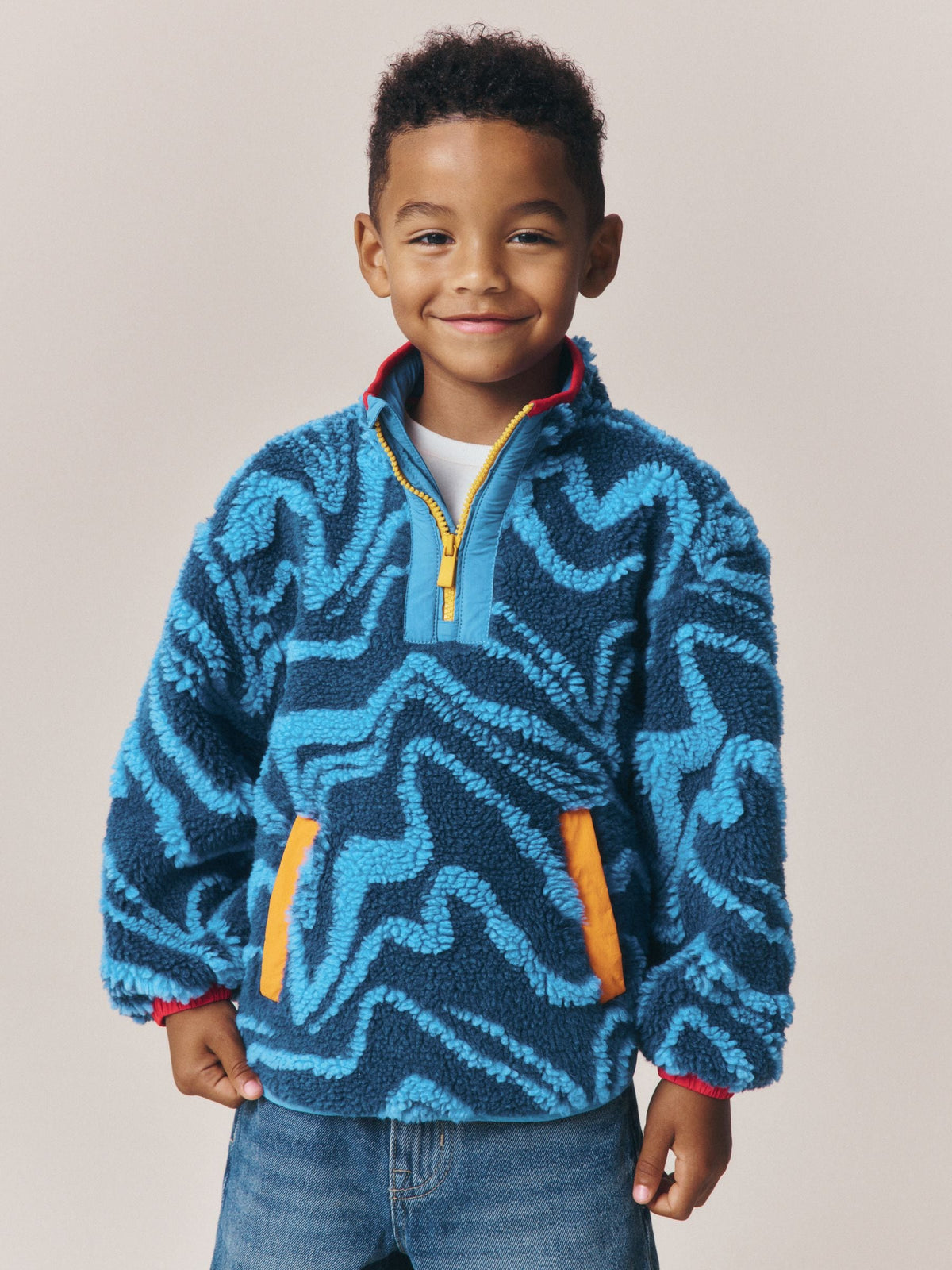 Little Bird Blue Waves Borg Fleece - image 2