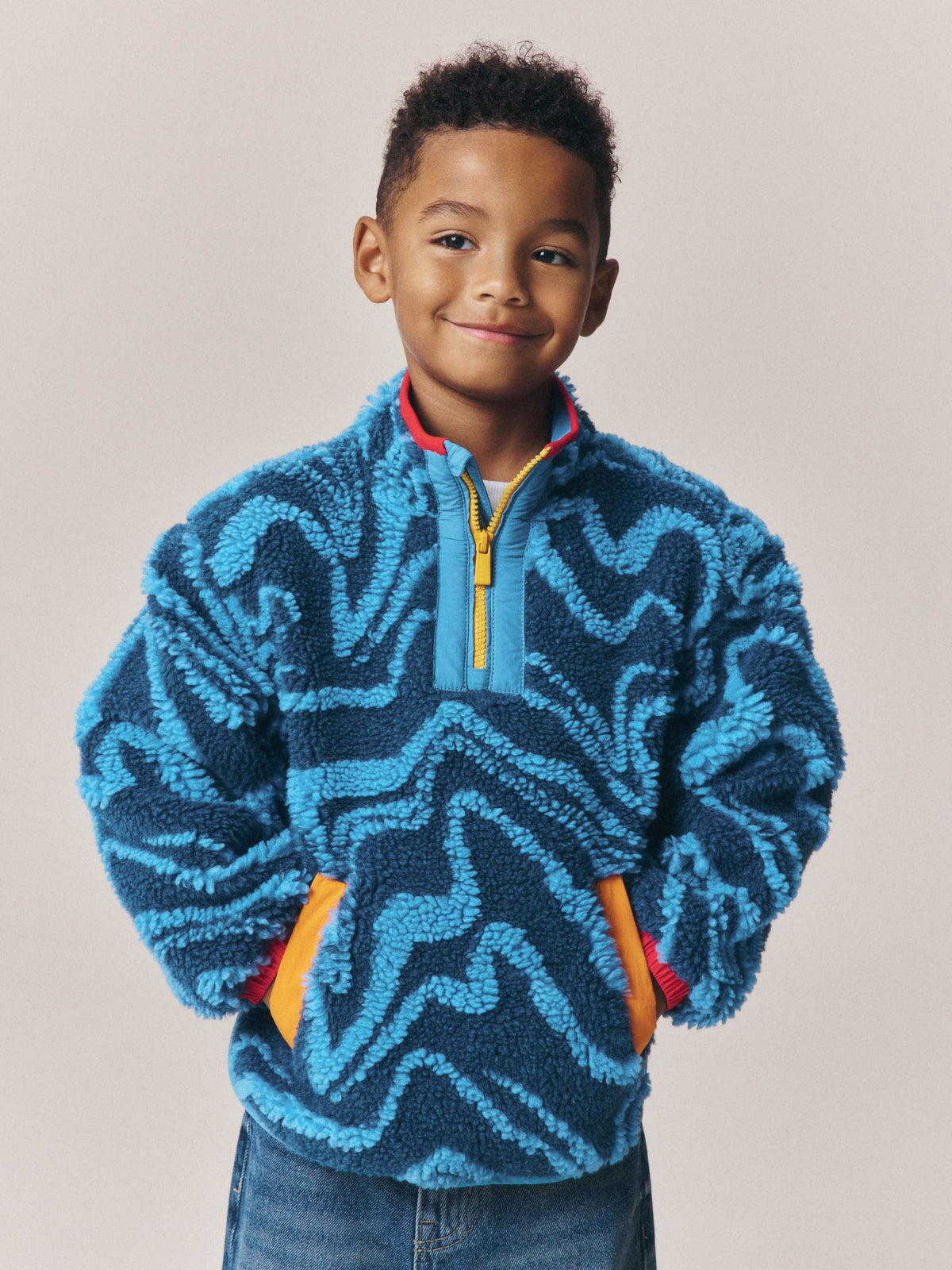 Little Bird Blue Waves Borg Fleece - image 3