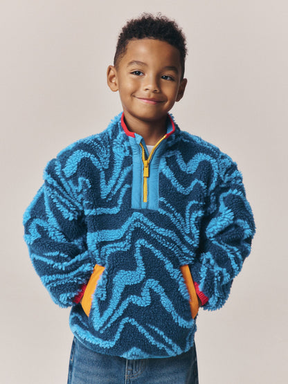Little Bird Blue Waves Borg Fleece - image 3