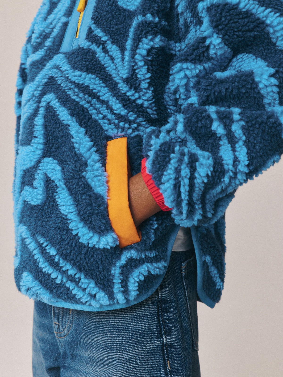 Little Bird Blue Waves Borg Fleece - image 5