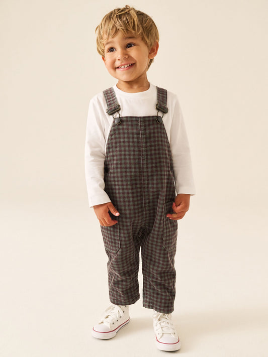 Red/Green Gingham Regular Fit Corduroy Dungarees (3mths-7yrs) - image 1