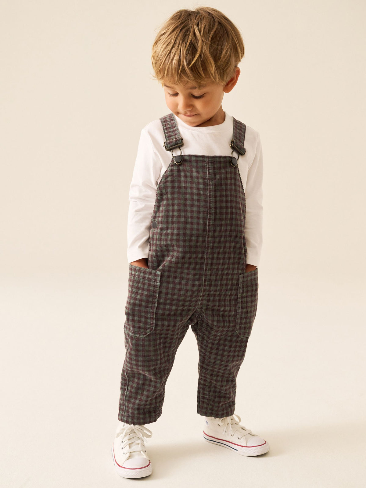 Red/Green Gingham Regular Fit Corduroy Dungarees (3mths-7yrs) - image 2