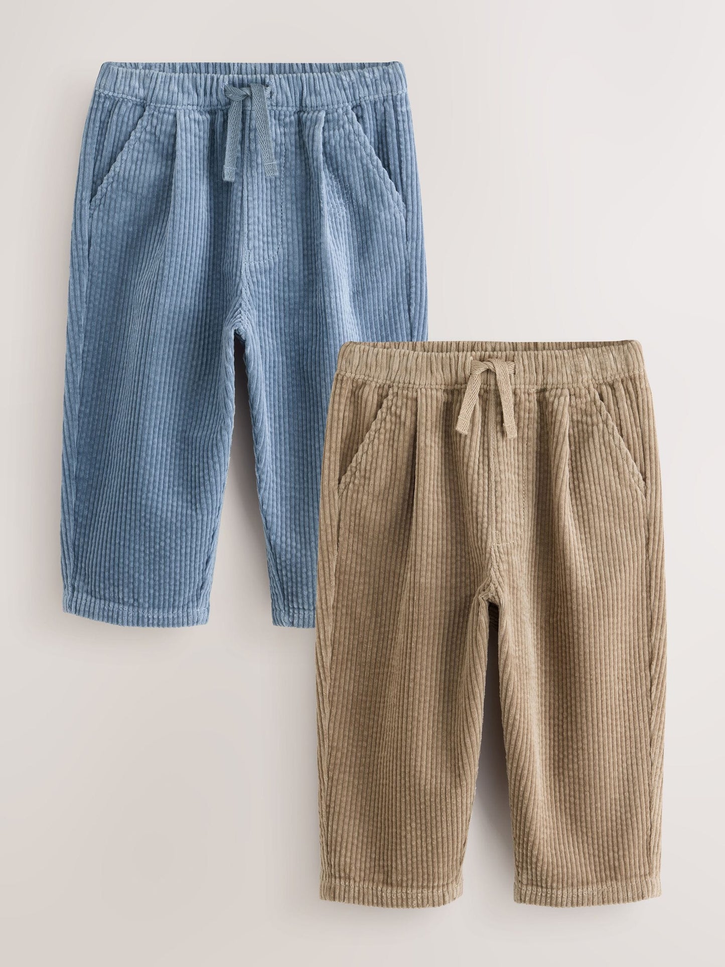 Dsiney Kidz - Blue/Stone Wide Fit Textured Corduroy Trousers 2 Pack (3mths-7yrs) image 1