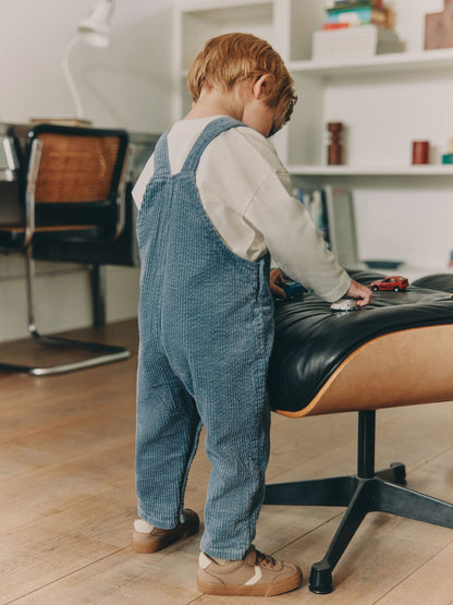 Mid Blue Regular Fit Textured Corduroy Dungarees (3mths-7yrs) image 2