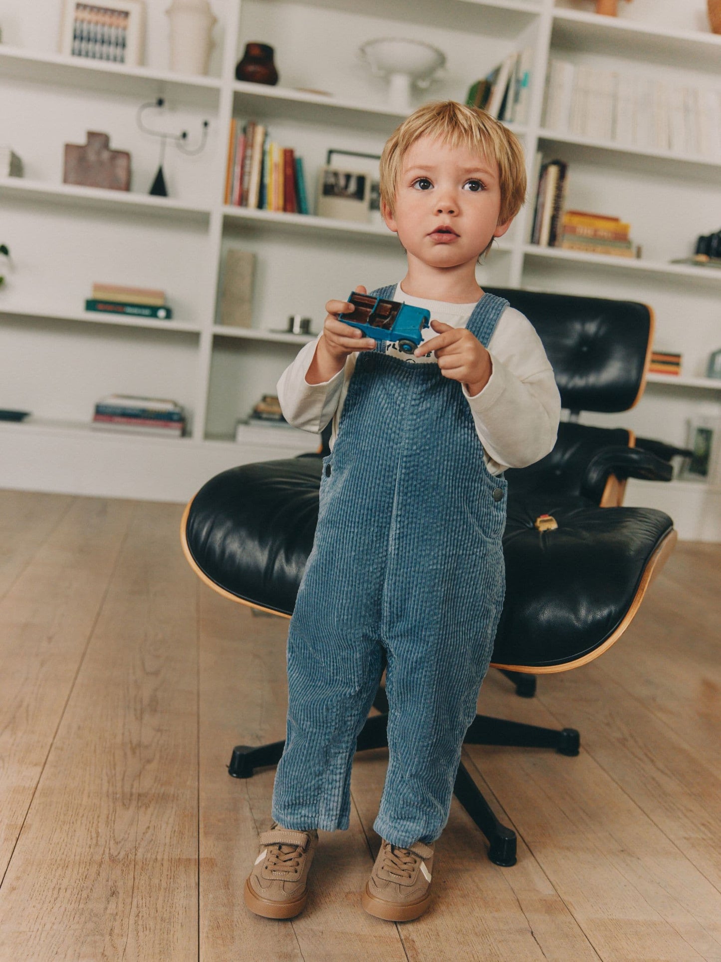 Mid Blue Regular Fit Textured Corduroy Dungarees (3mths-7yrs) image 3