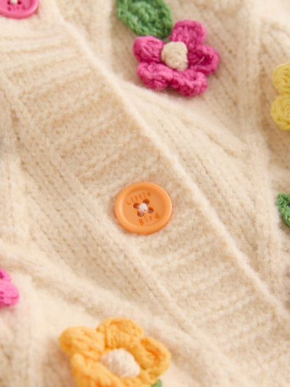 Dsiney Kidz - Little Bird by Jools Oliver Cream & Rainbow Floral Cable Cardigan image 10