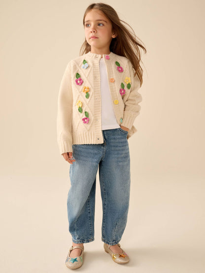 Dsiney Kidz - Little Bird by Jools Oliver Cream & Rainbow Floral Cable Cardigan image 2