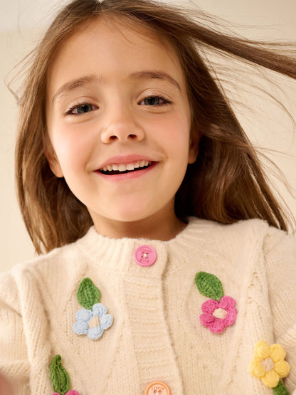Dsiney Kidz - Little Bird by Jools Oliver Cream & Rainbow Floral Cable Cardigan image 5