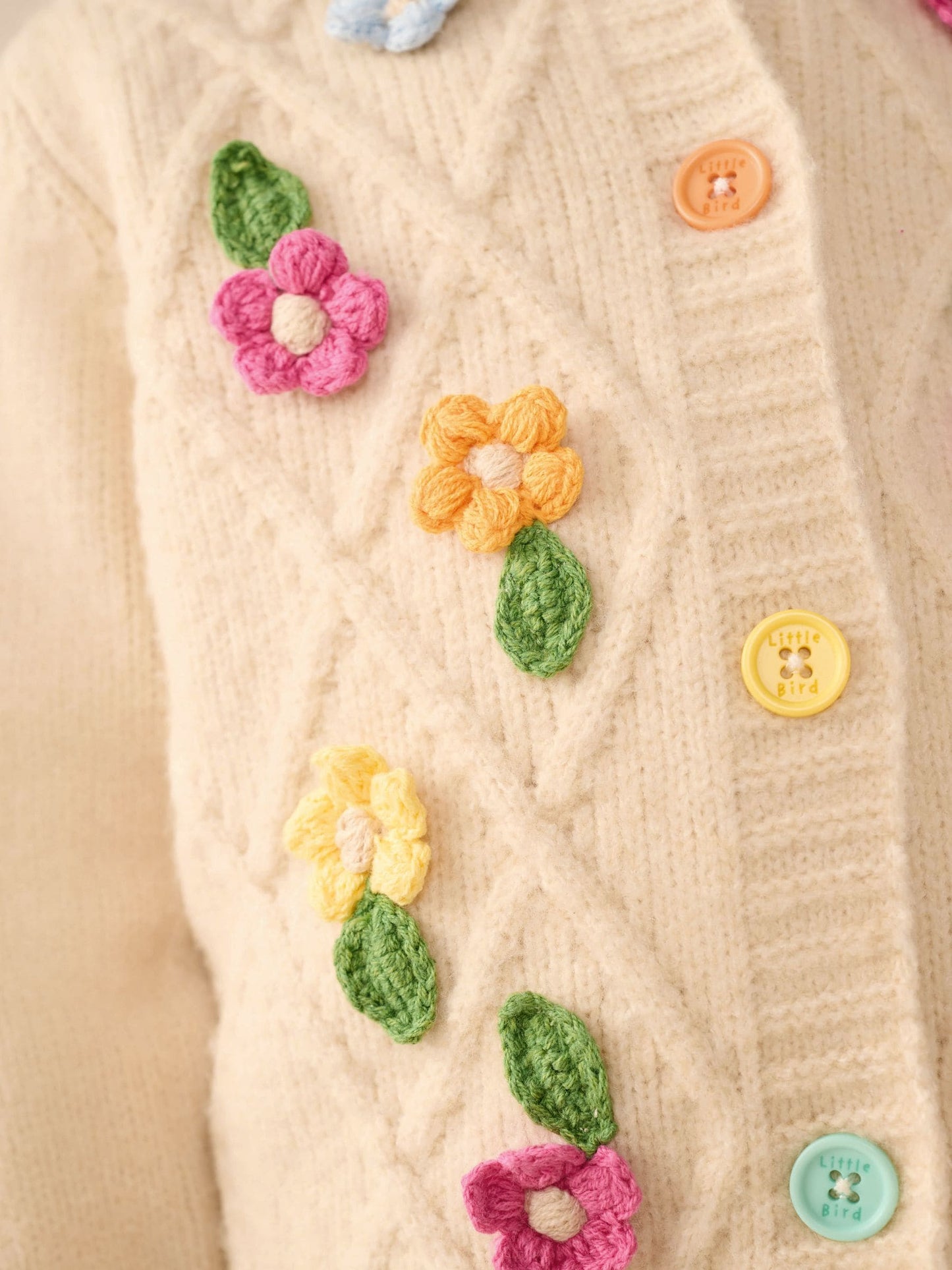 Dsiney Kidz - Little Bird by Jools Oliver Cream & Rainbow Floral Cable Cardigan image 7