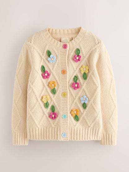 Dsiney Kidz - Little Bird by Jools Oliver Cream & Rainbow Floral Cable Cardigan image 8