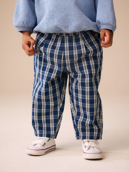 Dark Blue Grid Check Barrel Jeans (3mths-7yrs) - image 1