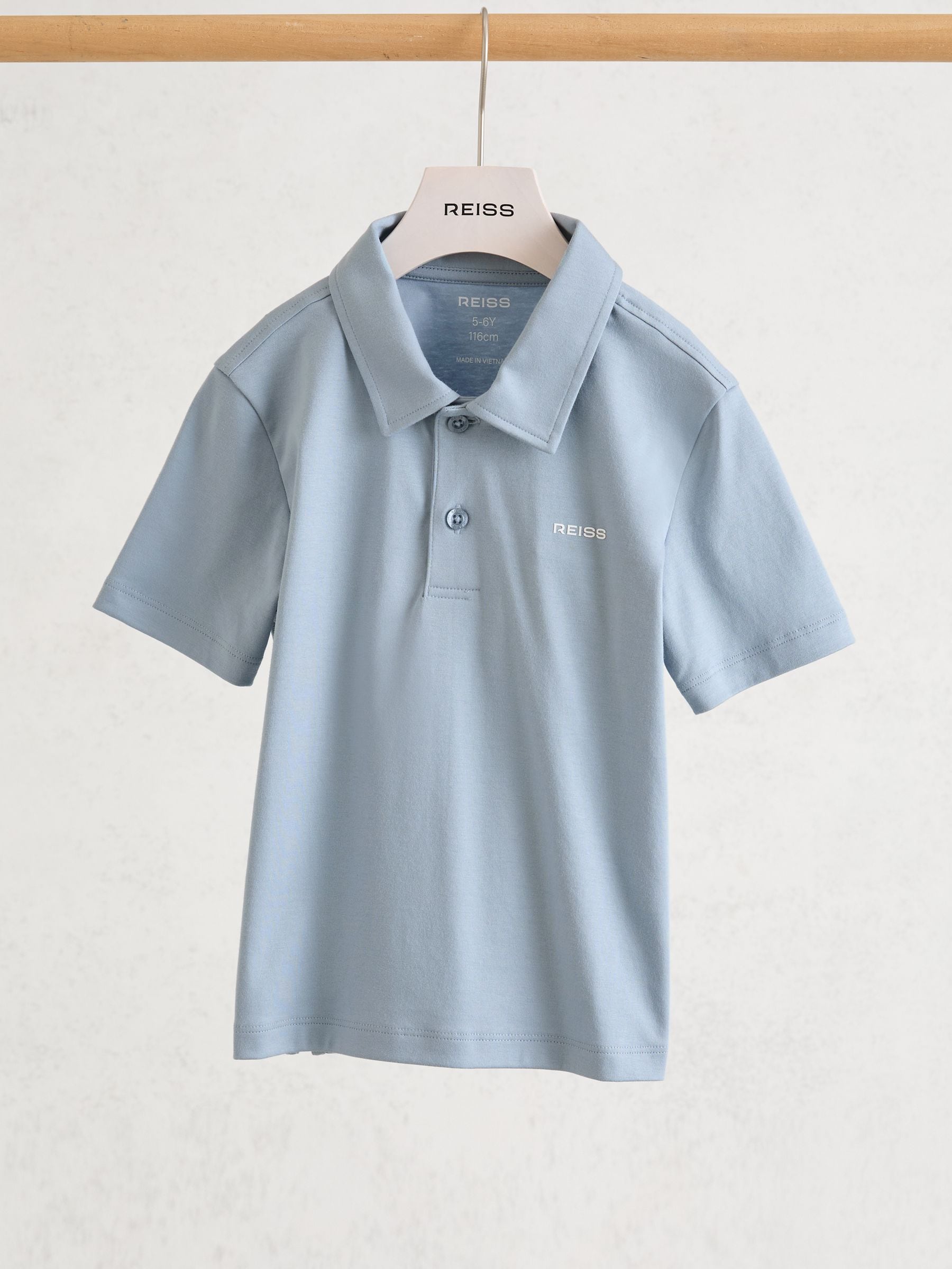 Dsiney Kidz - Reiss Soft Blue Tello 3-9 yrs Airwater-Cotton Logo Polo Shirt image 1