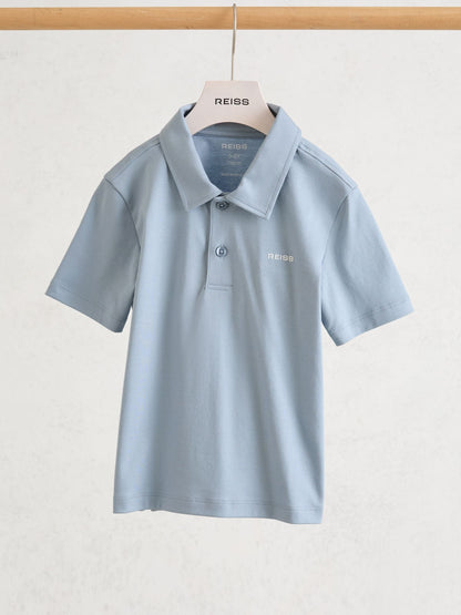 Dsiney Kidz - Reiss Soft Blue Tello 3-9 yrs Airwater-Cotton Logo Polo Shirt image 1