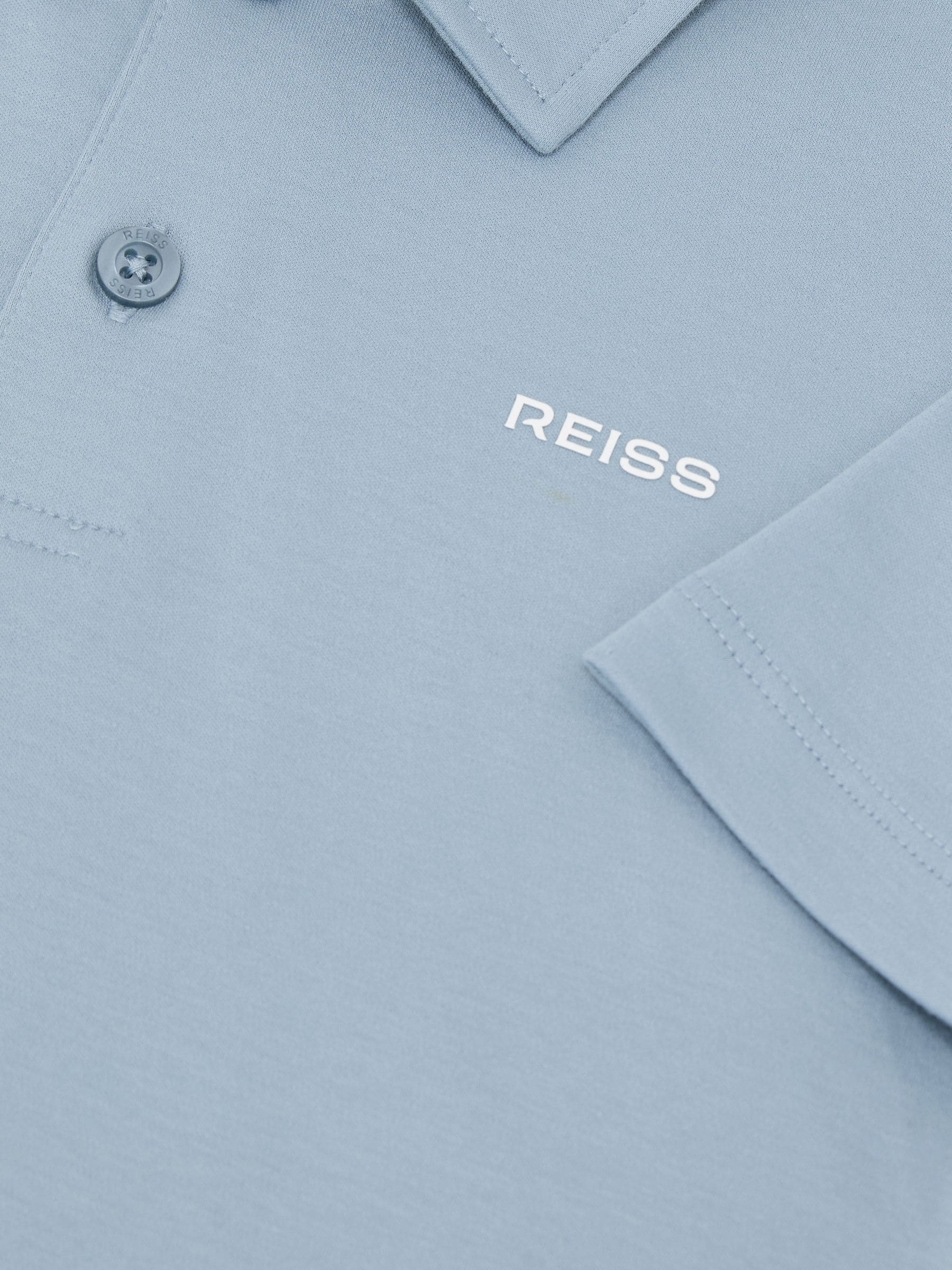 Dsiney Kidz - Reiss Soft Blue Tello 3-9 yrs Airwater-Cotton Logo Polo Shirt image 3