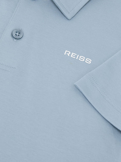Dsiney Kidz - Reiss Soft Blue Tello 3-9 yrs Airwater-Cotton Logo Polo Shirt image 3