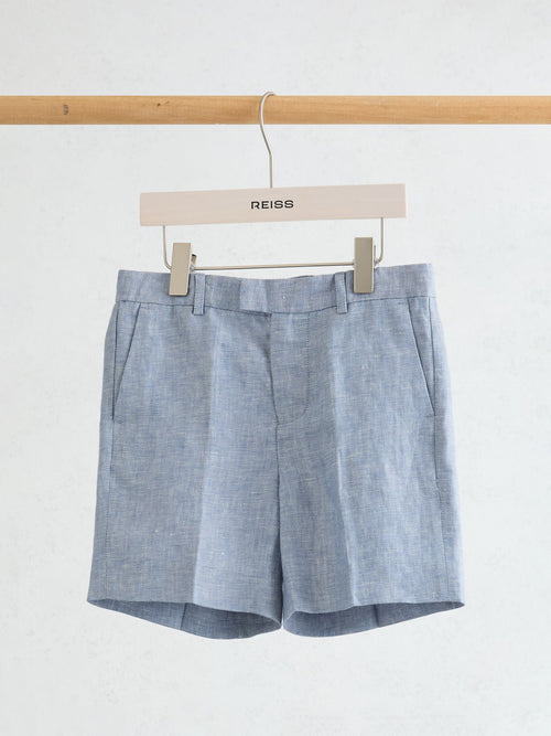 Reiss Soft Blue Atlantic S 9-13 yrs Linen Tailored Shorts image 1