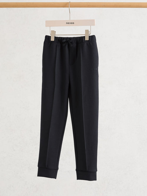 Reiss Navy Barnes 3-9 yrs Premium Interlock Cuffed Logo Joggers image 1
