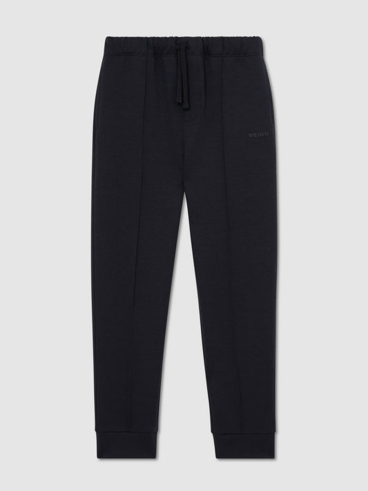 Reiss Navy Barnes 3-9 yrs Premium Interlock Cuffed Logo Joggers image 2