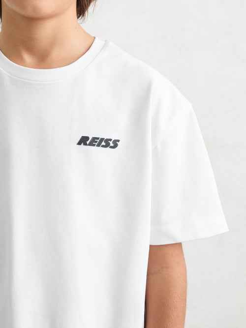 Reiss White Ross 9-13 yrs Cotton Logo Crew-Neck T-Shirt image 1