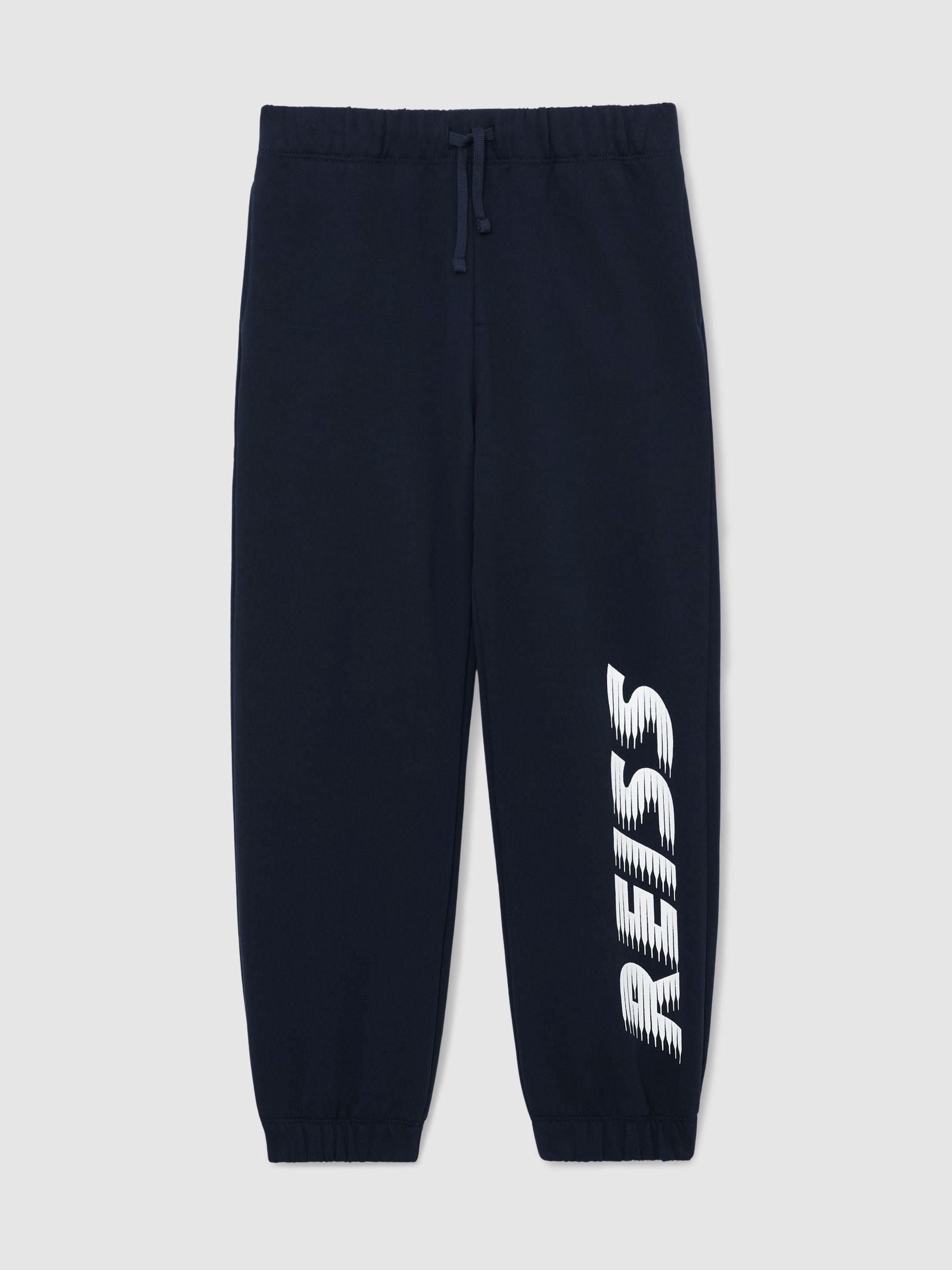Reiss Navy Ruff 9-13 yrs Cotton Logo-Print Cuffed Joggers image 2