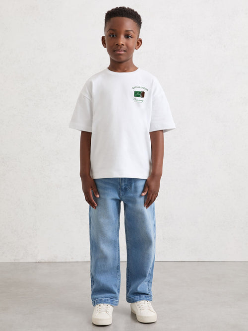 Reiss White Milner 9-13 yrs Cotton Chocolate-Print T-Shirt image 1