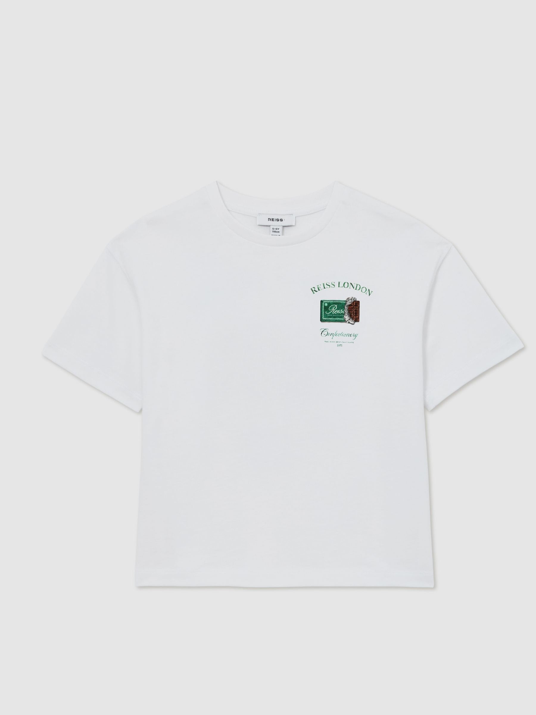 Reiss White Milner 9-13 yrs Cotton Chocolate-Print T-Shirt image 2
