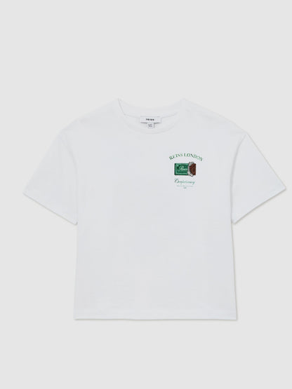 Reiss White Milner 9-13 yrs Cotton Chocolate-Print T-Shirt image 2