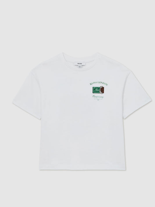 Reiss White Milner 9-13 yrs Cotton Chocolate-Print T-Shirt image 2