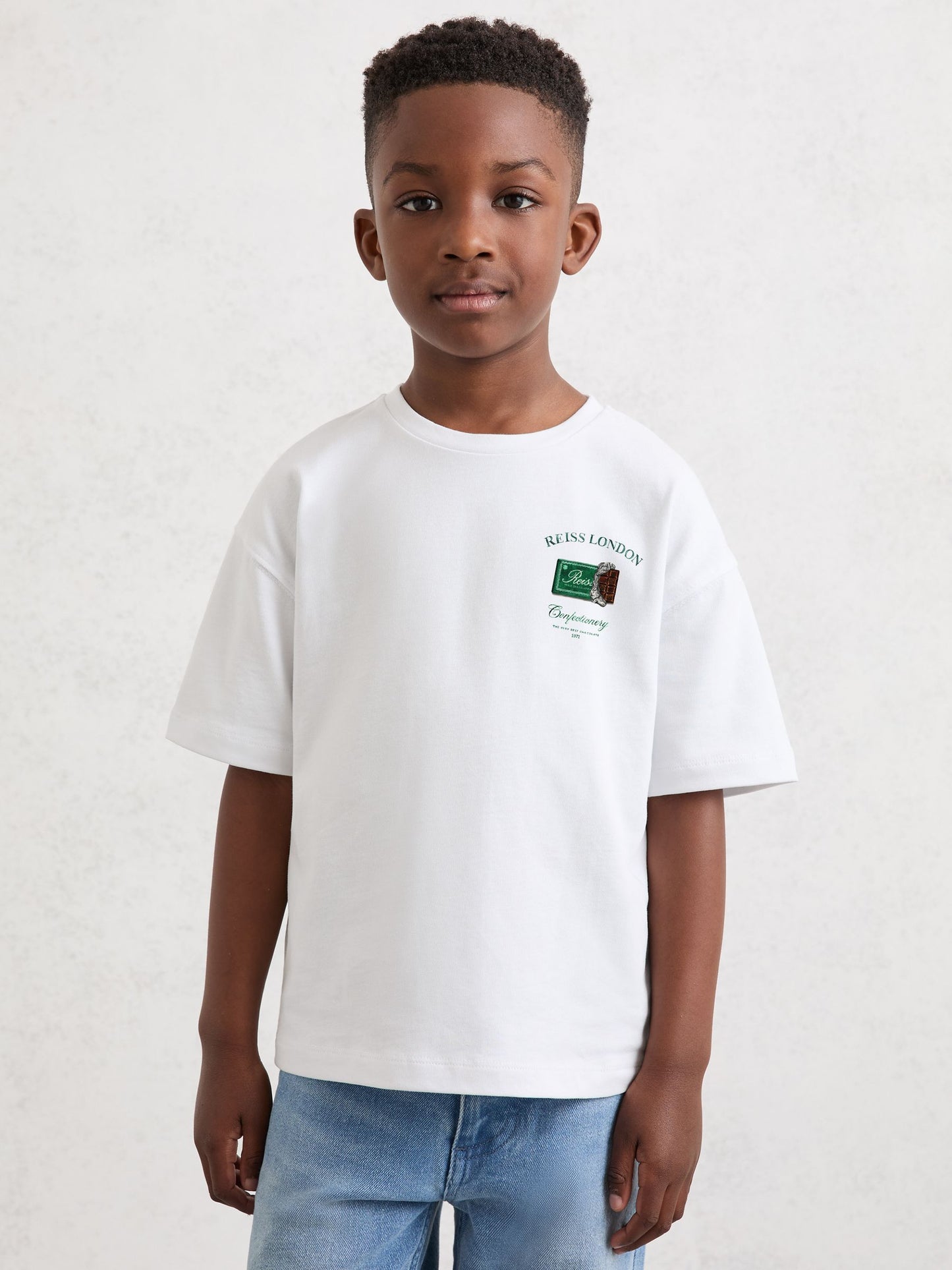 Reiss White Milner 9-13 yrs Cotton Chocolate-Print T-Shirt image 3