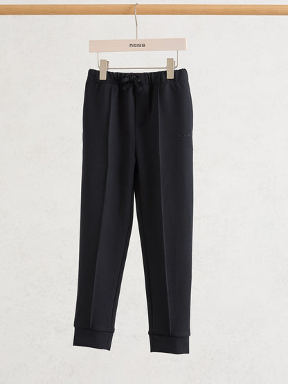 Reiss Navy Barnes 9-13 yrs Premium Interlock Cuffed Logo Joggers image 3