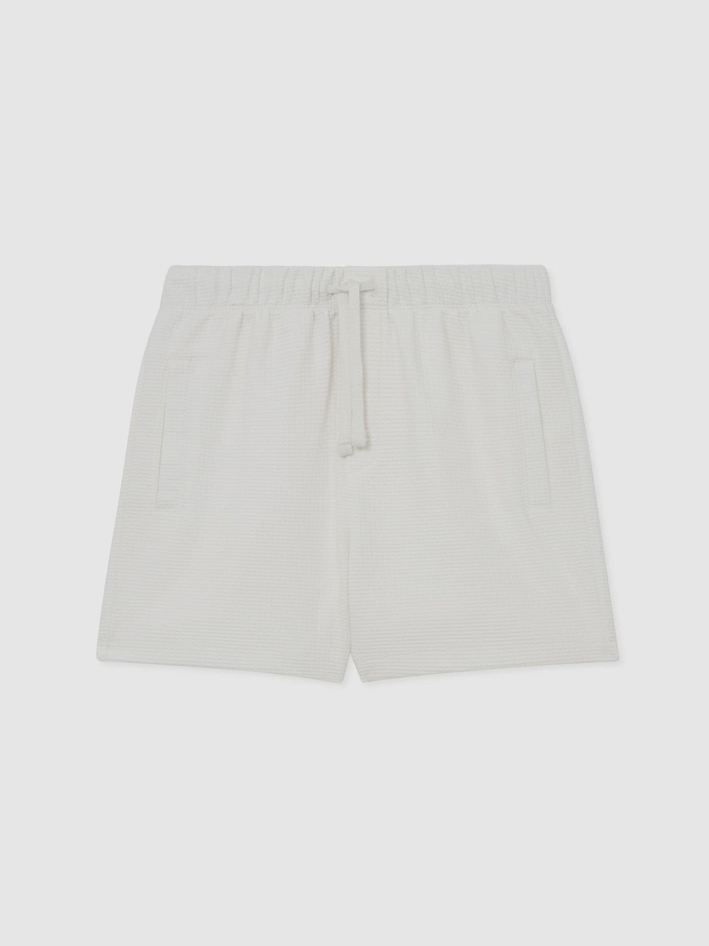 Reiss White Tavola 3-9 yrs Waffle Drawstring Shorts image 2