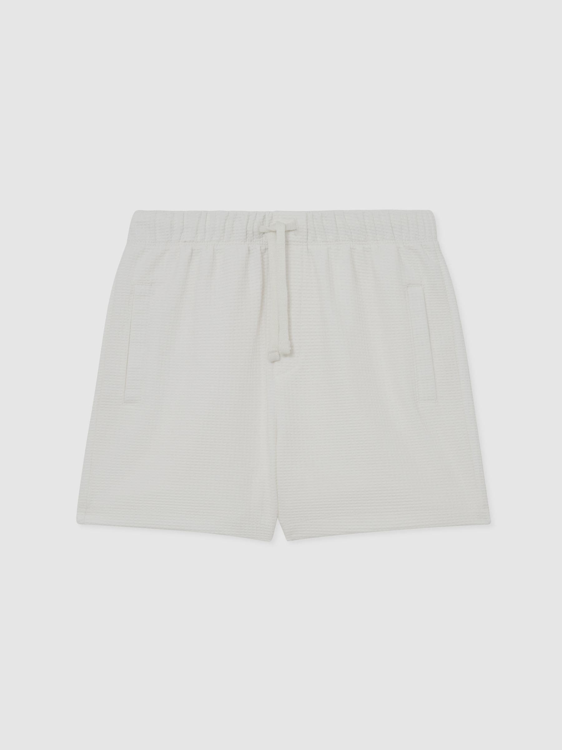 Reiss White Tavola 3-9 yrs Waffle Drawstring Shorts image 2