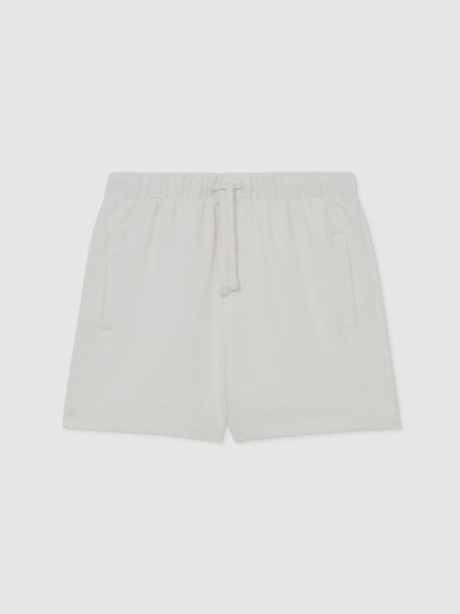 Reiss White Tavola 3-9 yrs Waffle Drawstring Shorts image 2