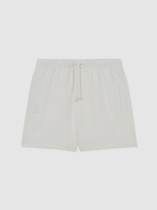 Reiss White Tavola 3-9 yrs Waffle Drawstring Shorts image 2