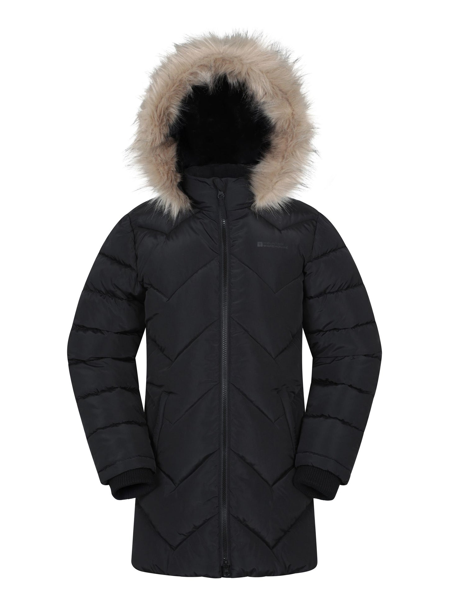 Dsiney Kidz - Mountain Warehouse Black Galaxy Water Resistant Long Padded Jacket image 1