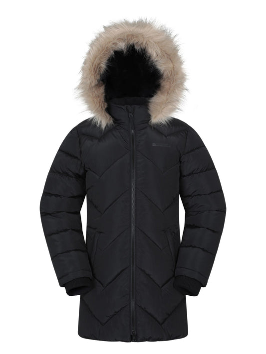 Dsiney Kidz - Mountain Warehouse Black Galaxy Water Resistant Long Padded Jacket image 1
