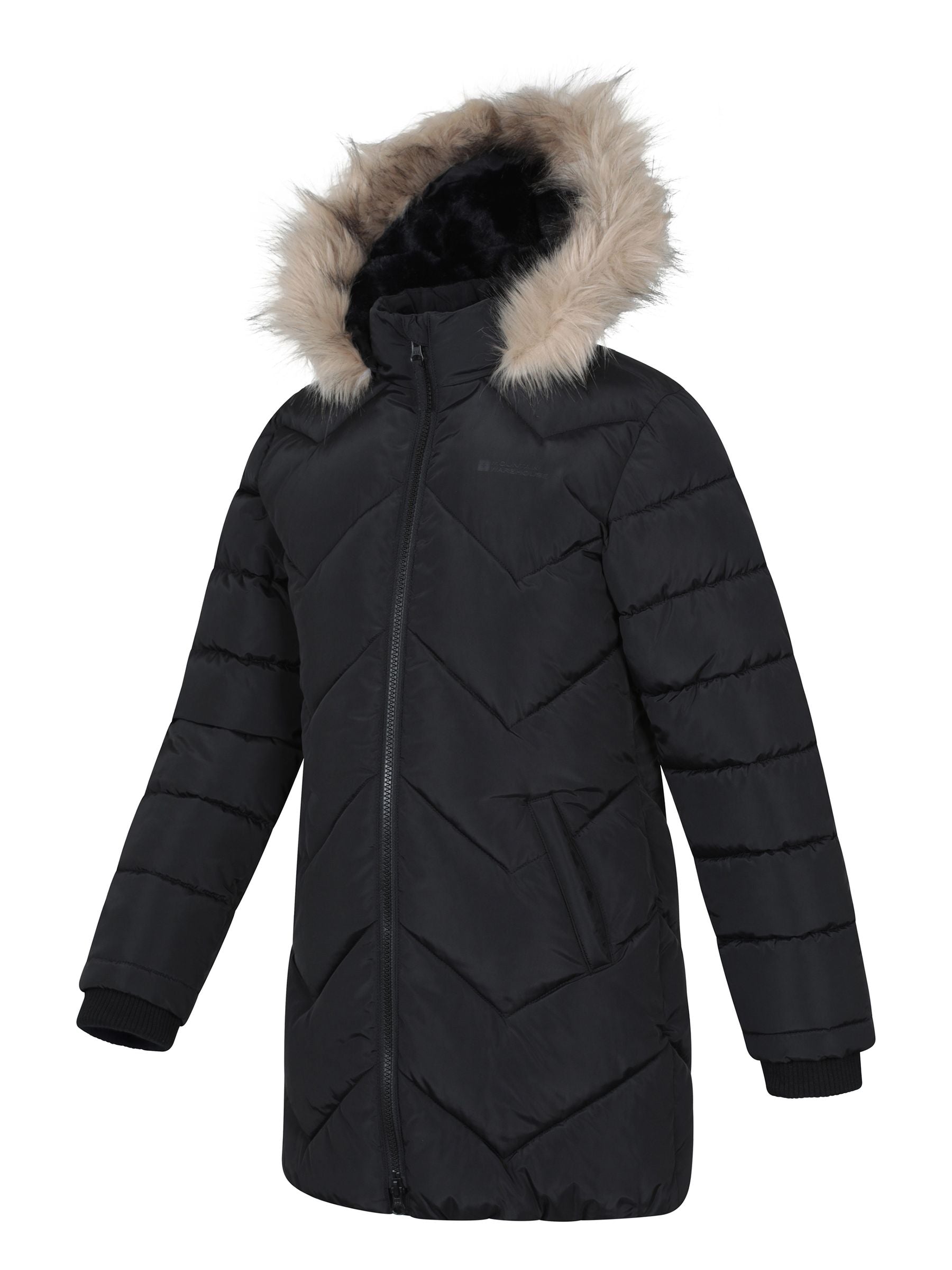 Dsiney Kidz - Mountain Warehouse Black Galaxy Water Resistant Long Padded Jacket image 2