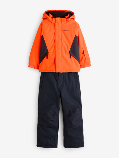 Mountain Warehouse Orange Fleece Lined Snow Ski Jacket And Trousers Set image 1