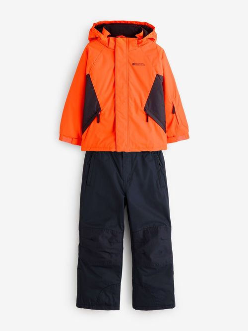 Mountain Warehouse Orange Fleece Lined Snow Ski Jacket And Trousers Set image 1