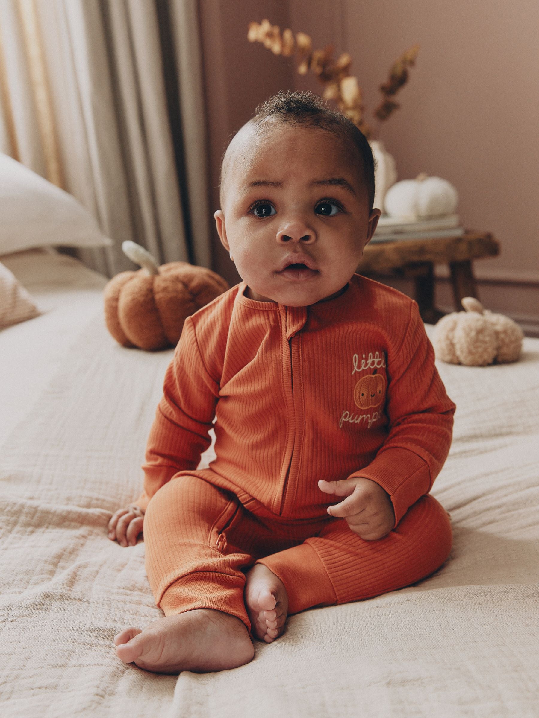 Orange Little Pumpkin Two Way Zip Baby Sleepsuit (0mths-3yrs) image 2