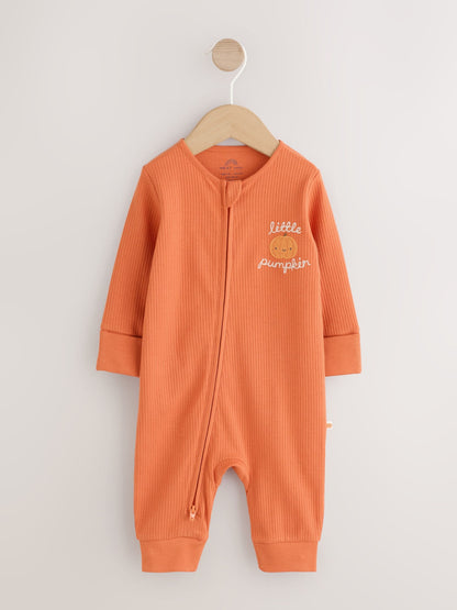 Orange Little Pumpkin Two Way Zip Baby Sleepsuit (0mths-3yrs) image 6