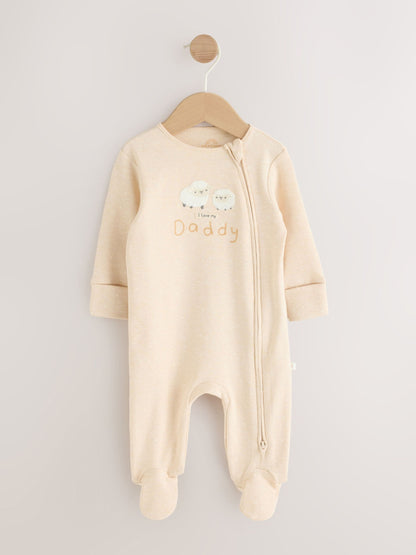 Neutral I Love My Daddy Two Way Zip Baby Sleepsuit (0-18mths) image 1