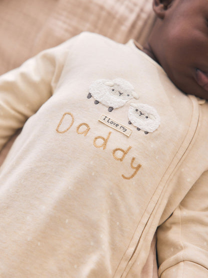 Neutral I Love My Daddy Two Way Zip Baby Sleepsuit (0-18mths) image 3
