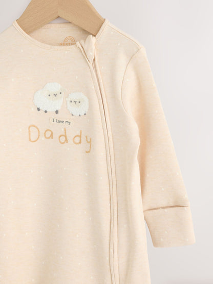 Neutral I Love My Daddy Two Way Zip Baby Sleepsuit (0-18mths) image 6