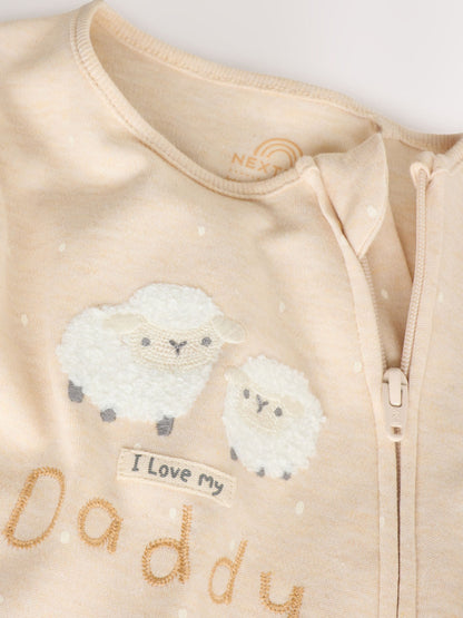 Neutral I Love My Daddy Two Way Zip Baby Sleepsuit (0-18mths) image 7