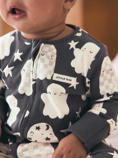 Glow In The Dark Two Way Zip Baby Sleepsuit (0mths-3yrs) image 3
