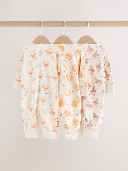 Neutral 3 Pack Two Way Zip Baby Sleepsuit (0mths-3yrs) image 6