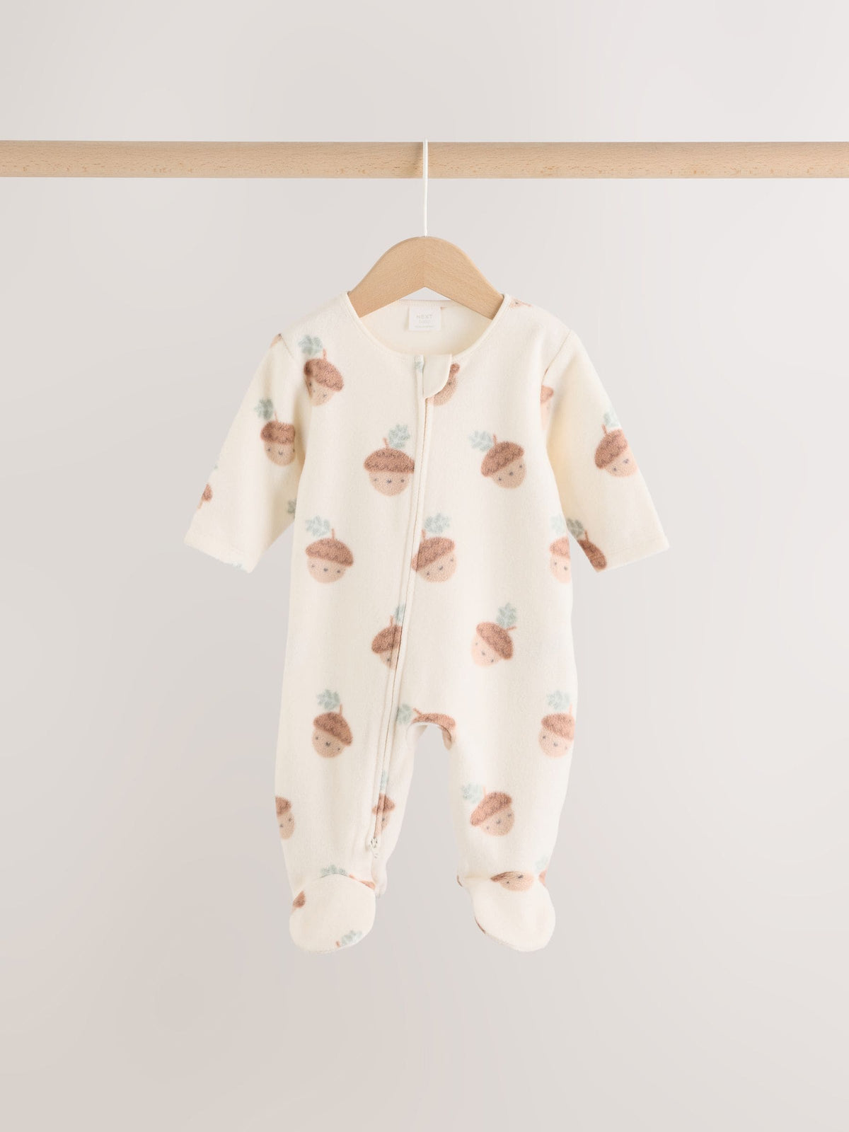 Sage Green Microfleece Two Way Zip Baby Sleepsuits 2 Pack image 4